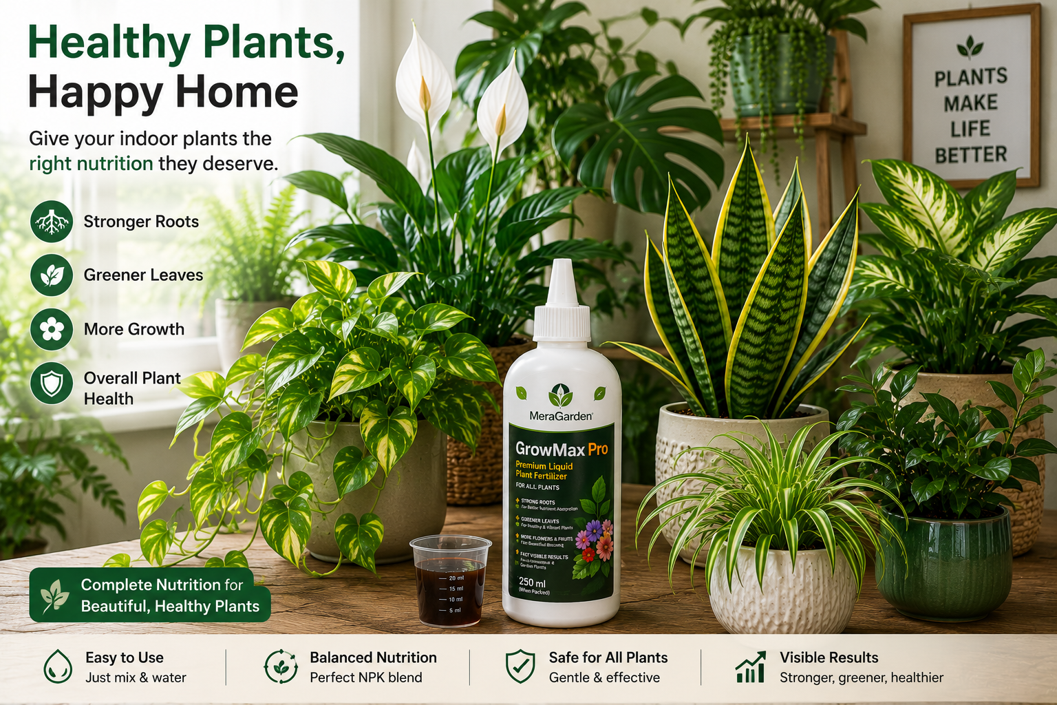 healthy indoor plants with proper fertilizer