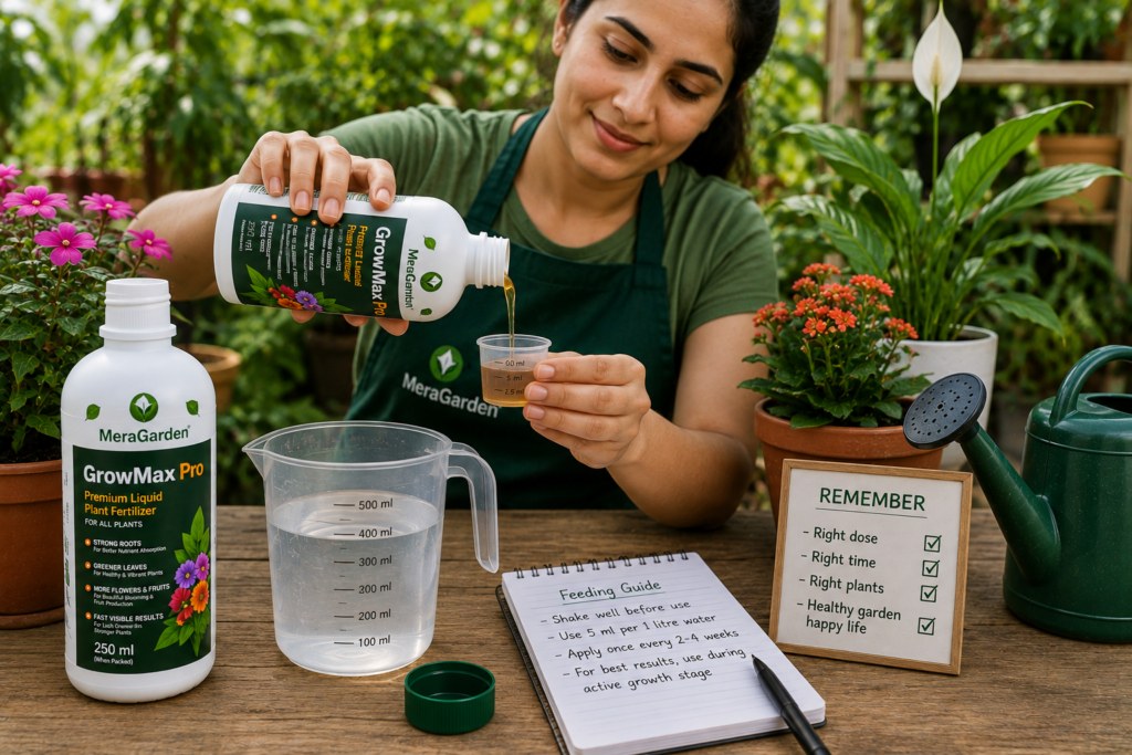 measuring liquid fertilizer for plants